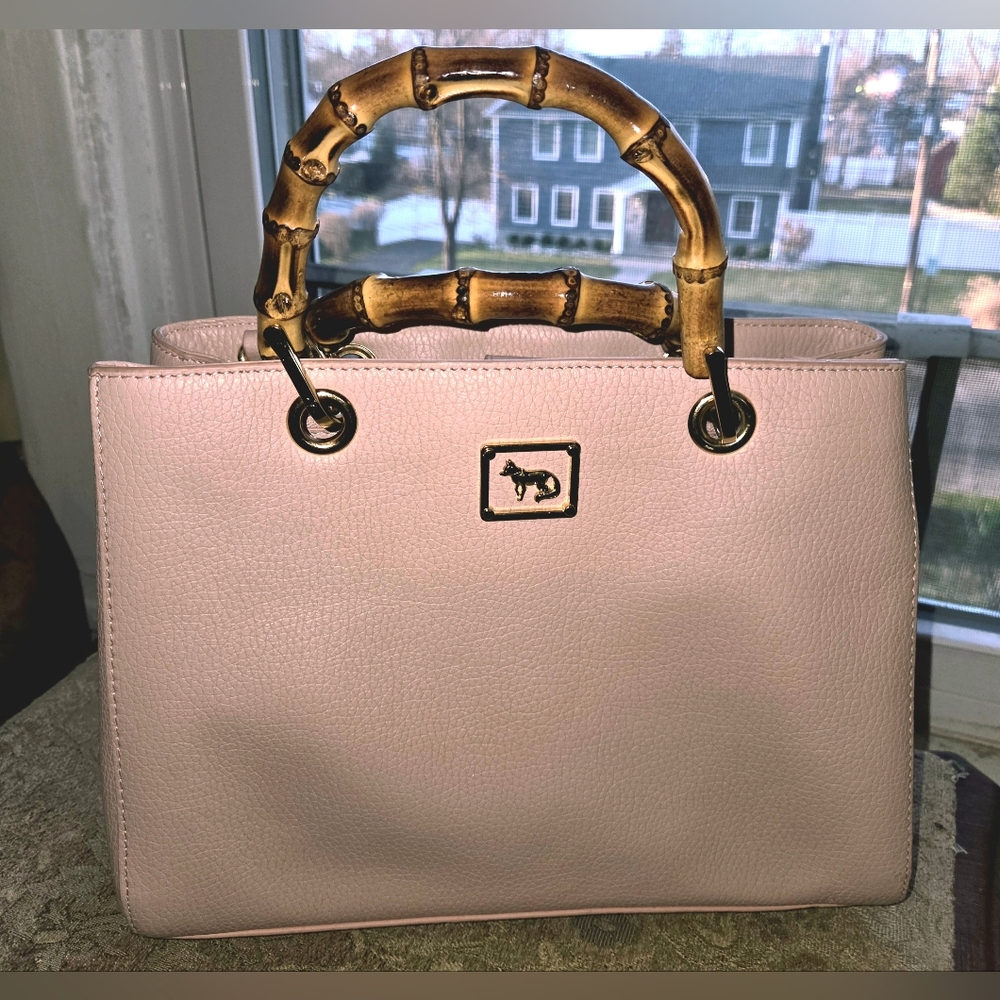 Emma Fox Blush Satchel with Bamboo Handles